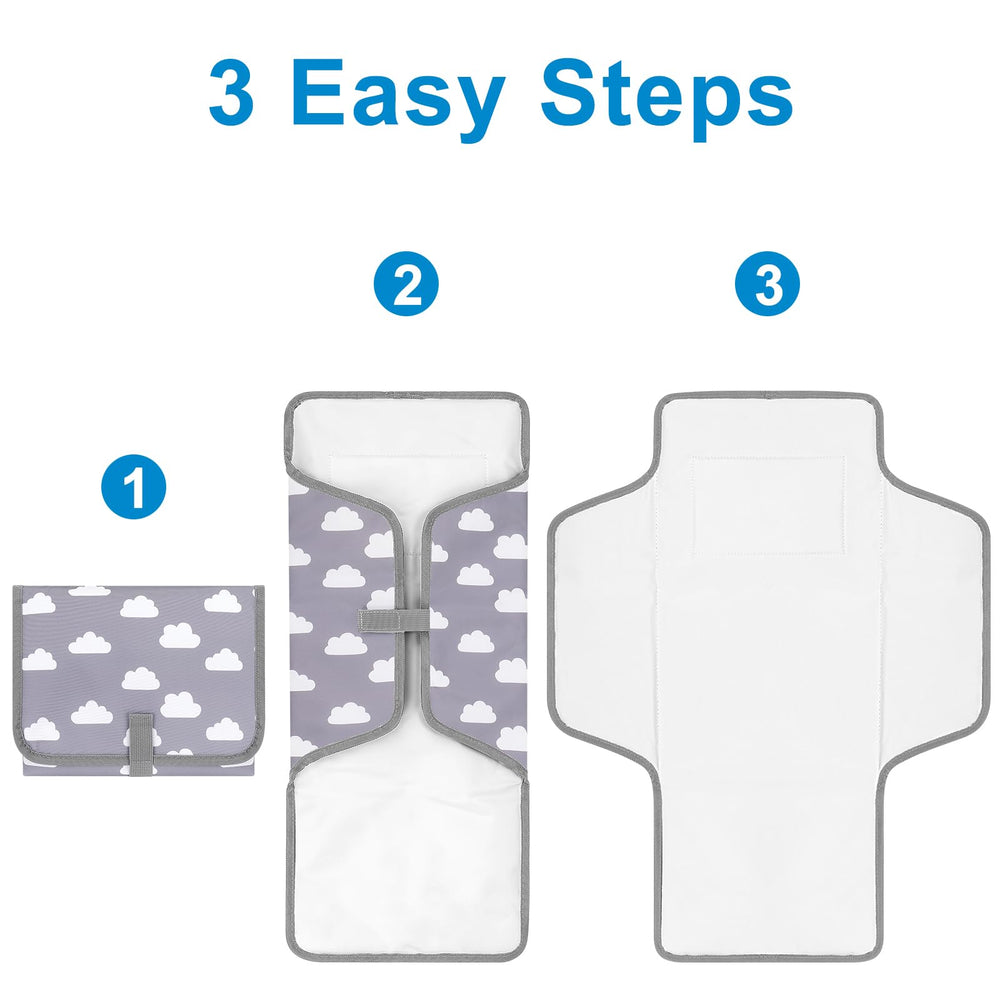 Accmor in-use on a table demonstrates quick setup for diaper changes.