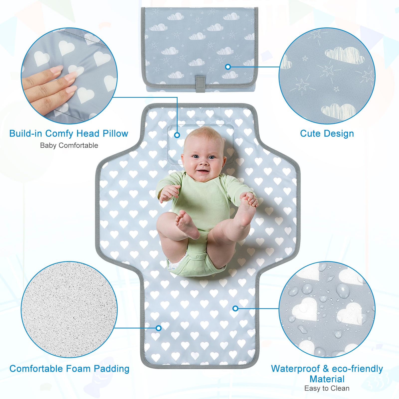 Accmor changing pad open shows large 25.5 by 13.5 inch area for newborns