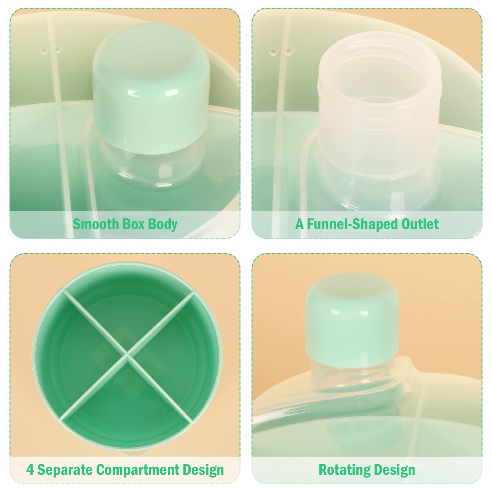 Accmor travel snack container showing four compartments for easy portioning.