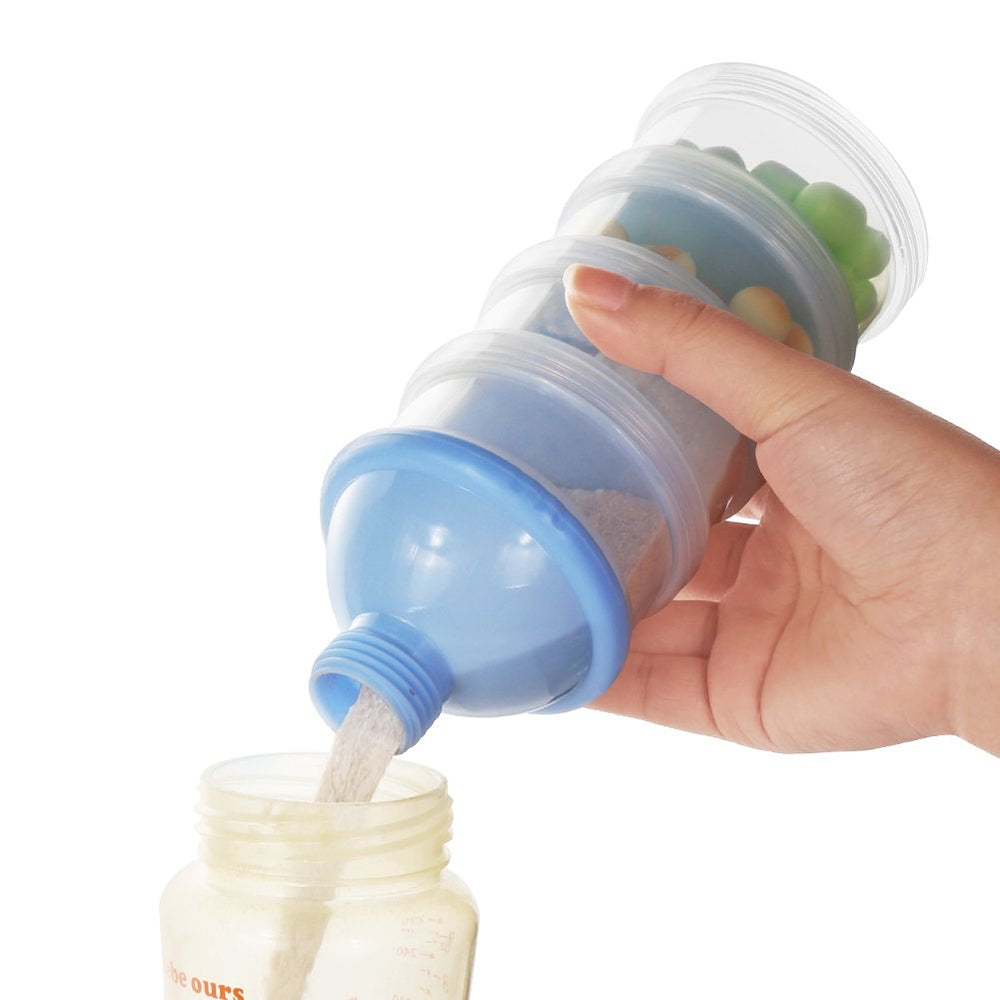 Accmor pre-measured layers hold milk powder for easy on-the-go feeding.