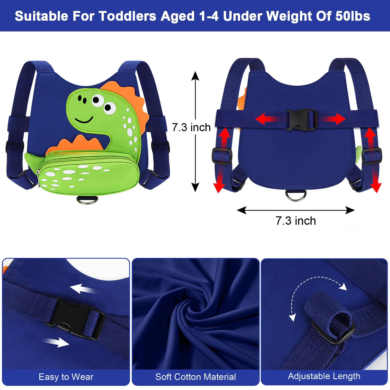 Accmor toddler harness close-up shows soft padding and breathable mesh for comfort.