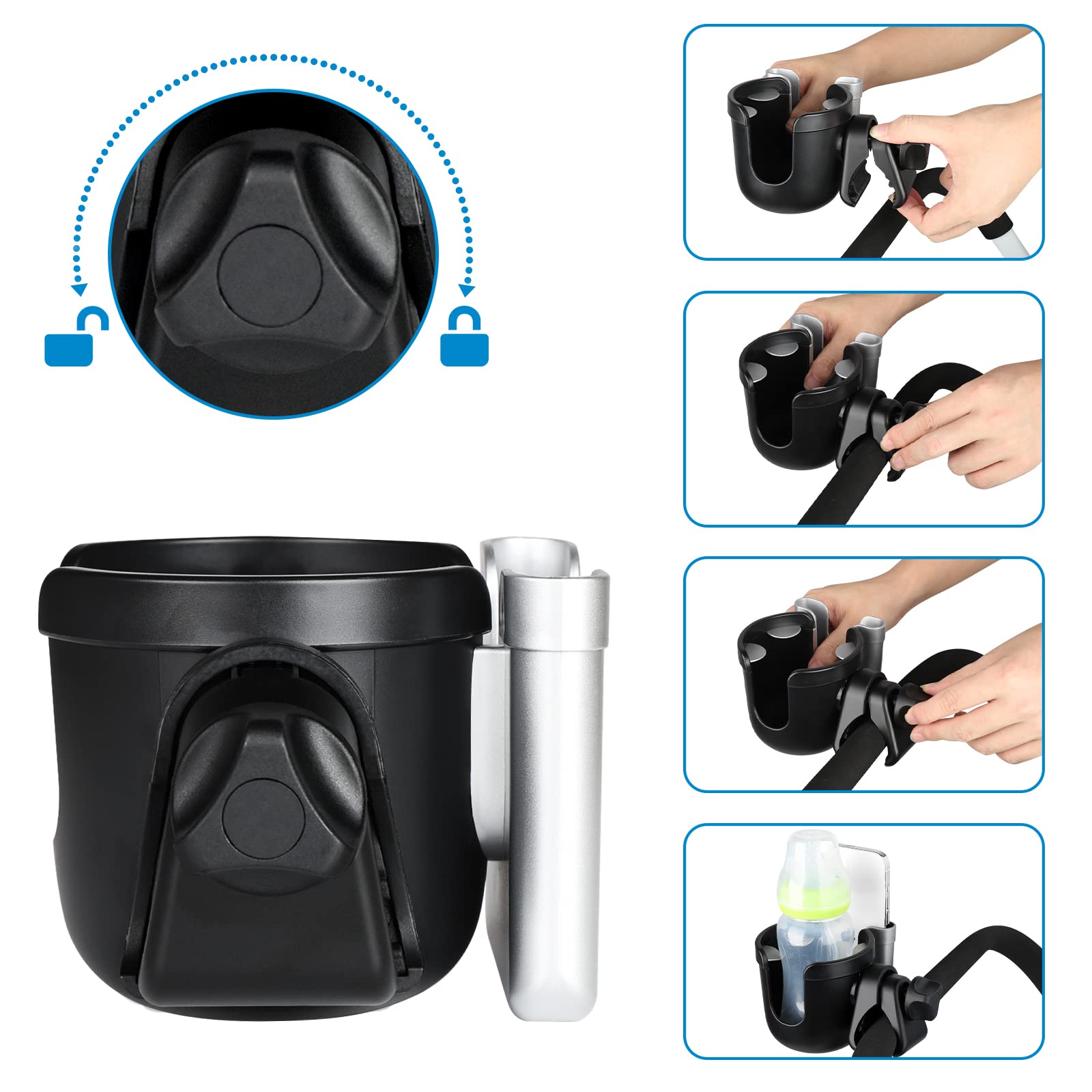 Accmor 2-in-1 cup and phone holder with bottle and phone.