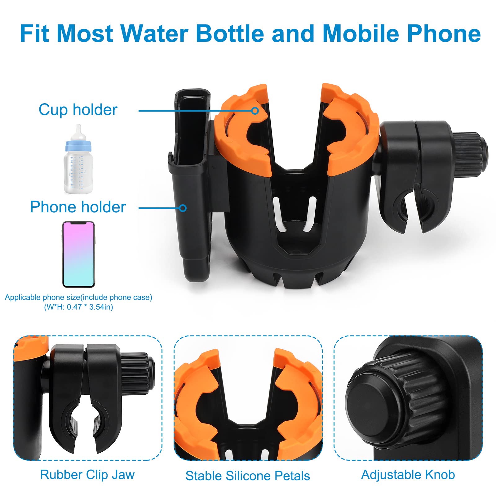 Accmor 360-degree rotatable clamp enables flexible positioning on any handle.