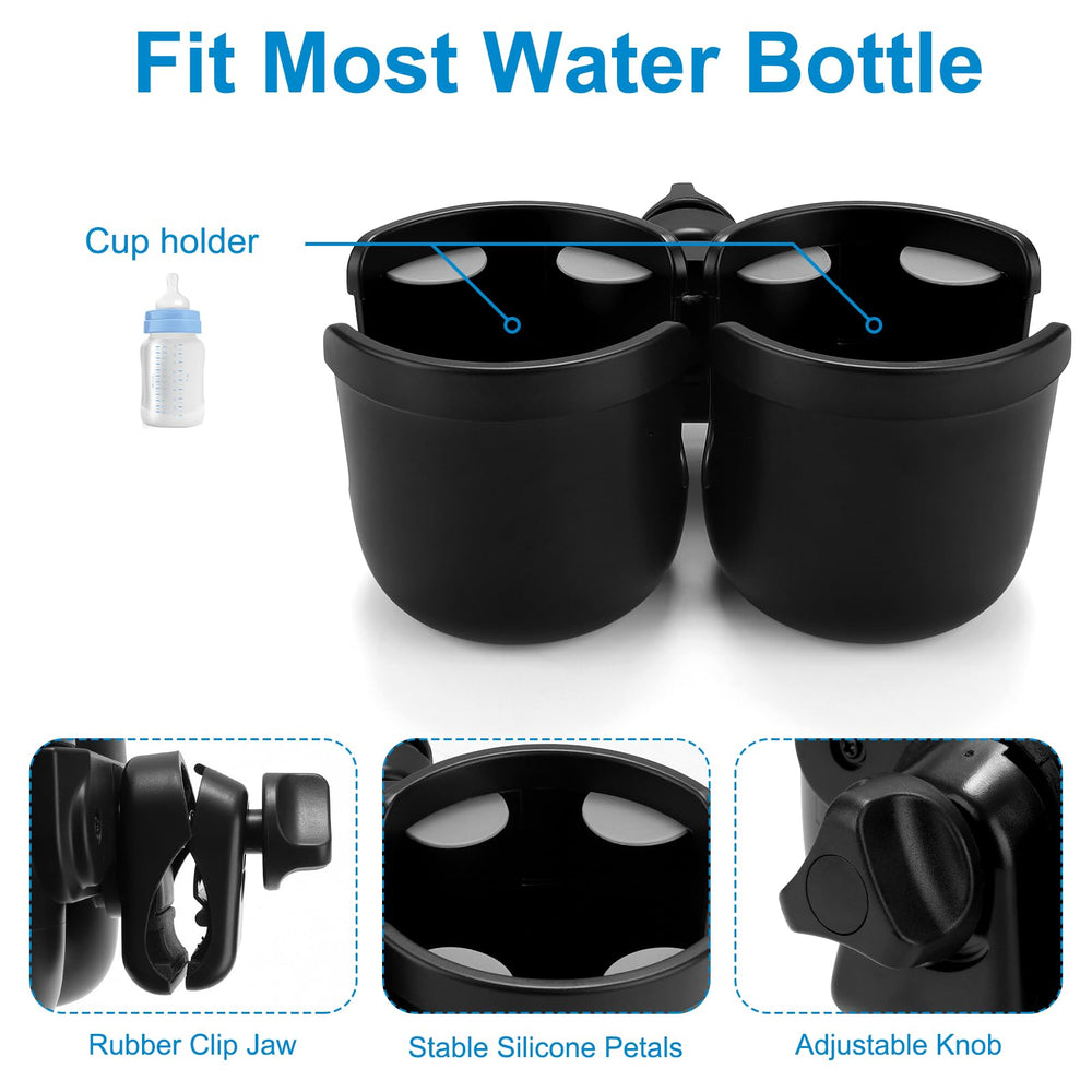 Accmor cup holder 360-degree rotation enables flexible positioning on any handlebar.