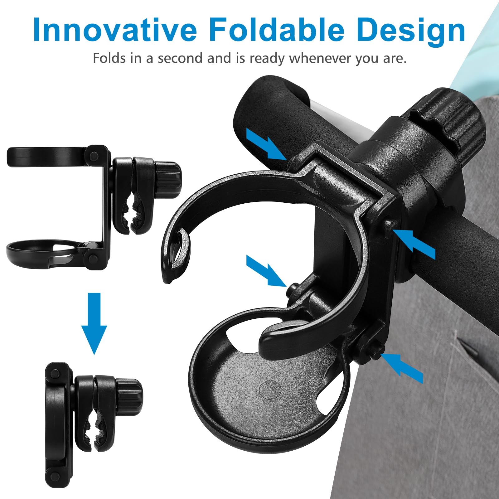 Accmor stroller cup holder foldable-design keeps it compact for travel.