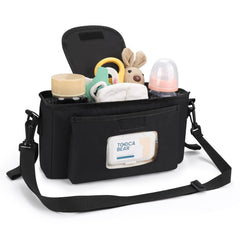 Accmor stroller-cup-holder-insulated keeps bottles warm or cool during day trips.