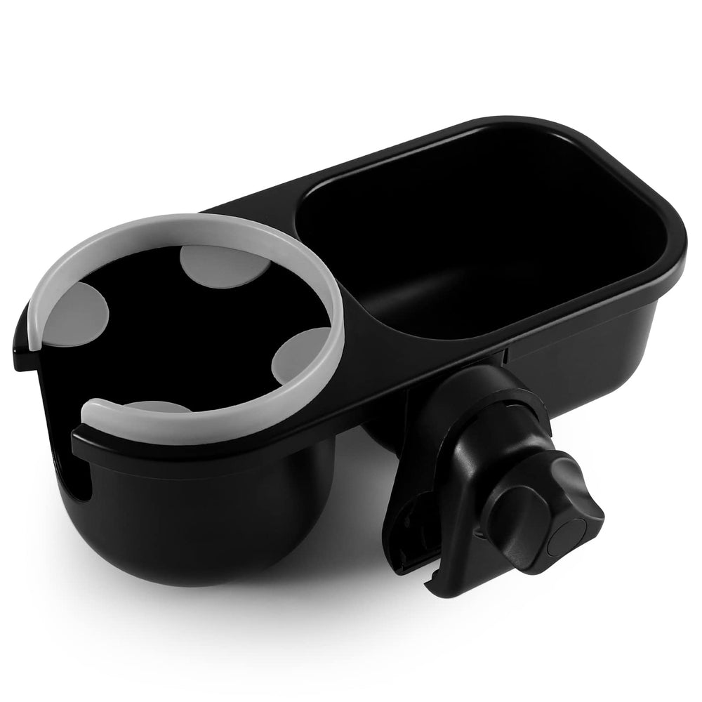 Accmor Stroller Cup Holder Snack Catcher demonstrates 2-in-1 versatility for parents.