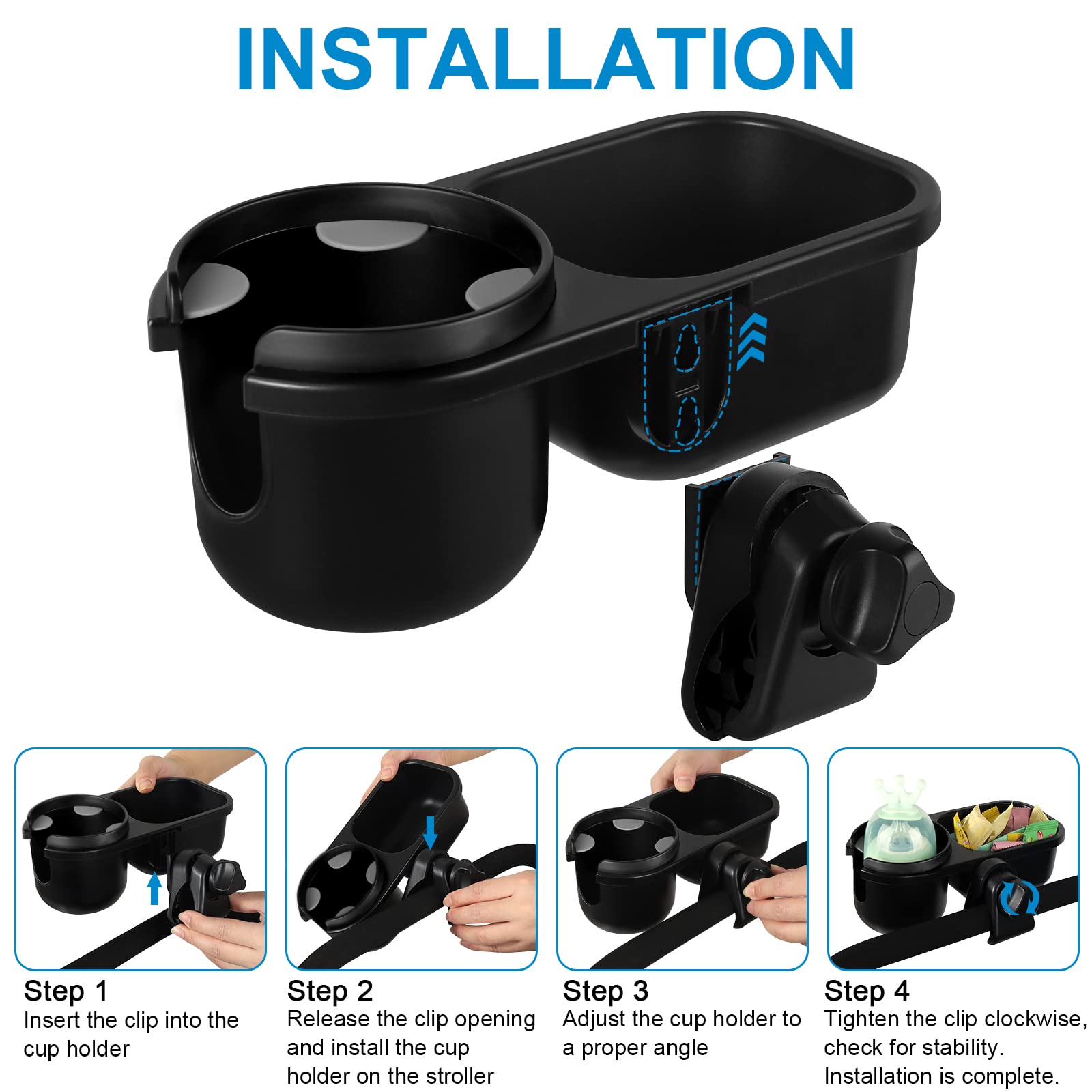 Accmor Stroller Cup Holder Tray lifestyle shot at park highlights on-the-go usability