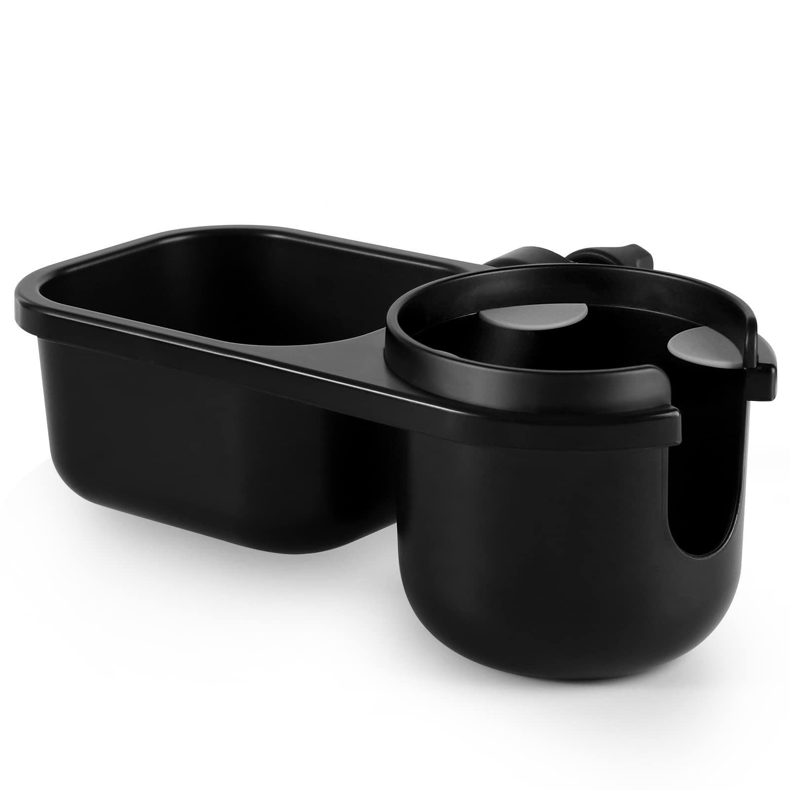 Accmor Stroller Cup Holder Tray mounted on a stroller for hands-free access
