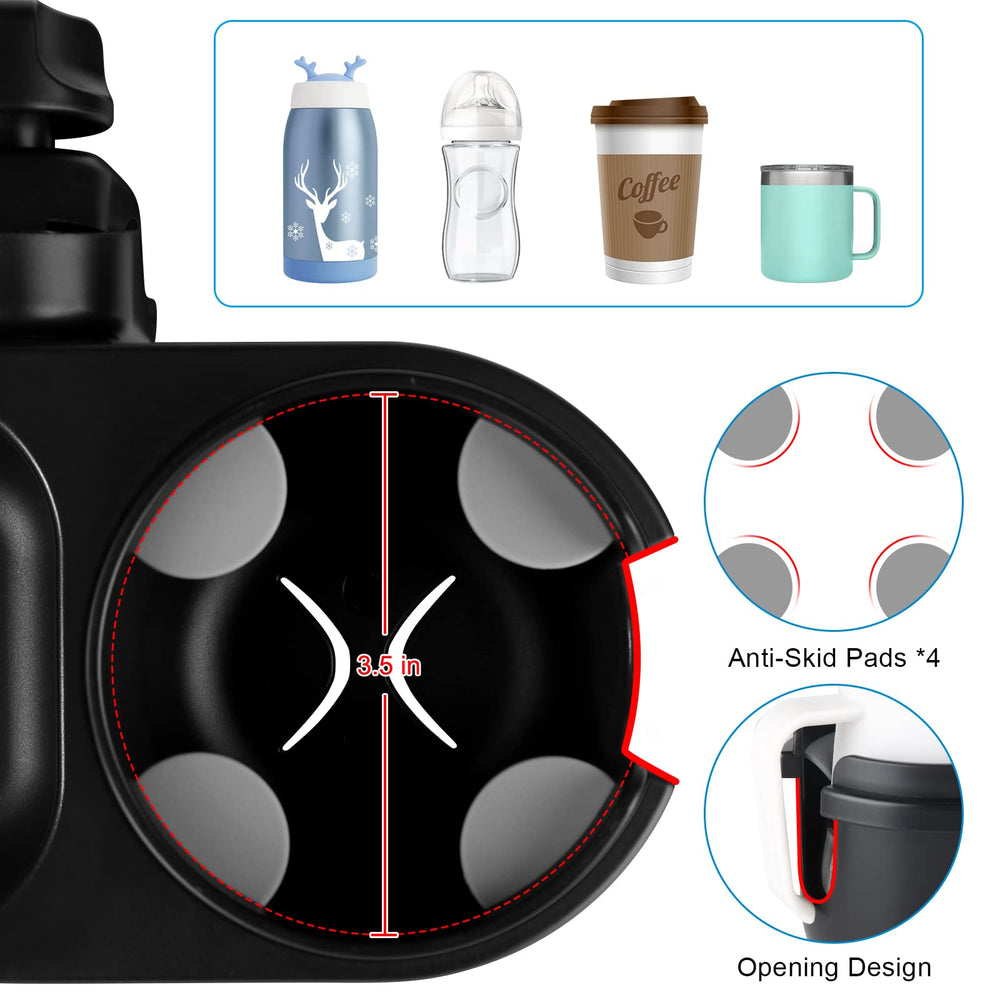 Accmor Stroller Cup Holder Tray rotatable clamp enables versatile mounting angles