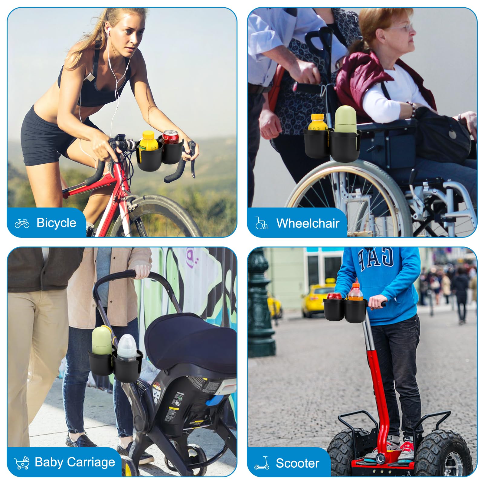 Accmor universal compatibility works with strollers, bikes, wheelchairs for convenient hydration.