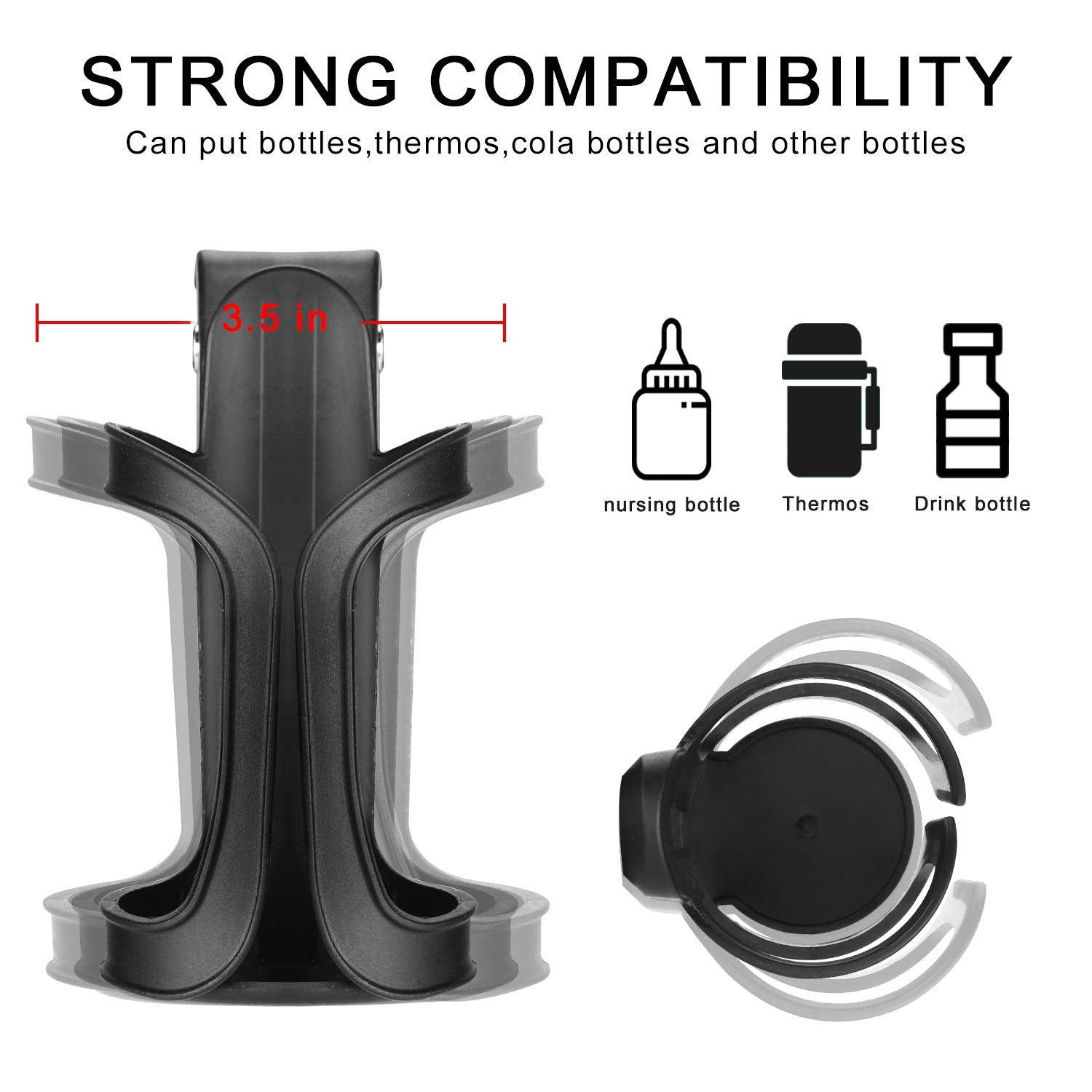 Accmor Stroller Cup Holder universal-fit supports most bottles on the go.