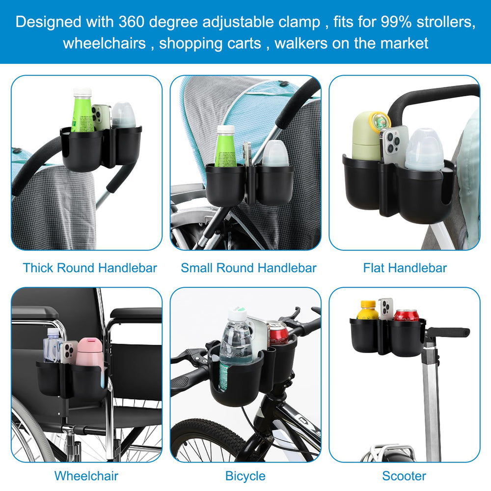Accmor wide compatibility fits many strollers and mobility devices.