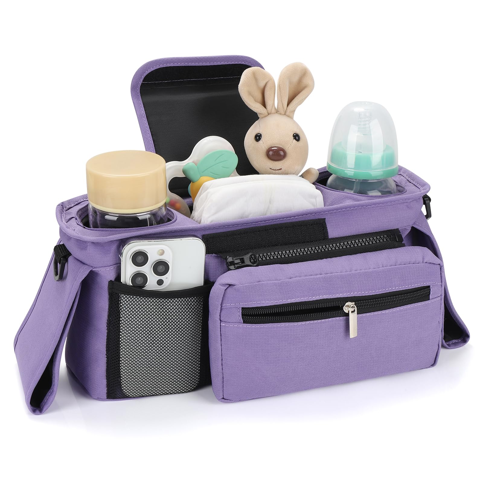 Accmor stroller organizer detachable phone bag stores essentials for quick access.