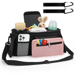 Accmor stroller organizer insulated cup holder keeps bottles warm or cool for hours.