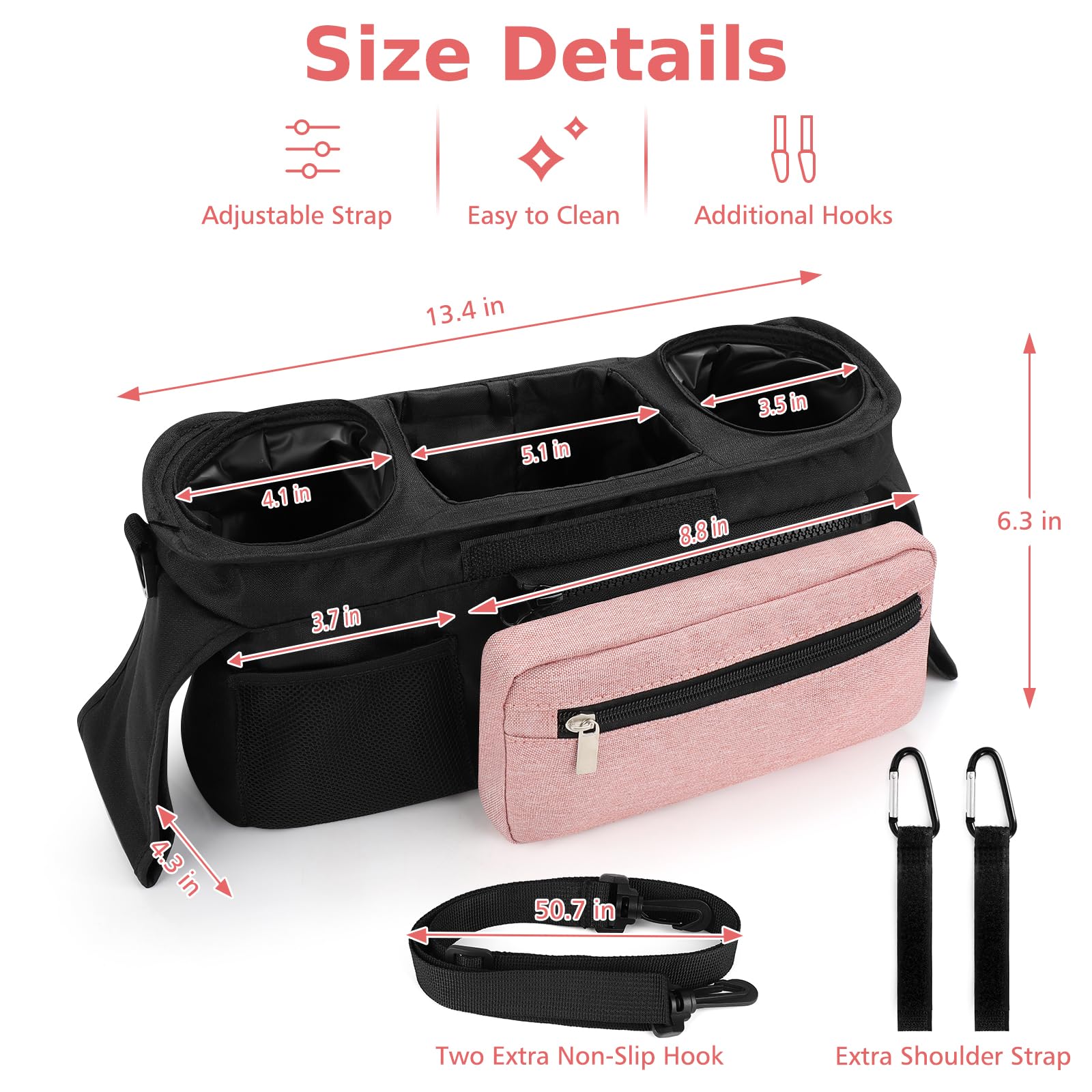 Accmor multi-use stroller organizer can hang or be carried on the go.