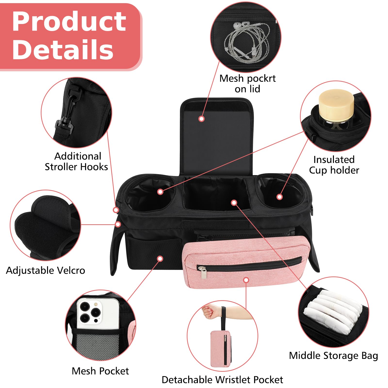 Accmor shoulder strap converts the organizer for hands-free carry.