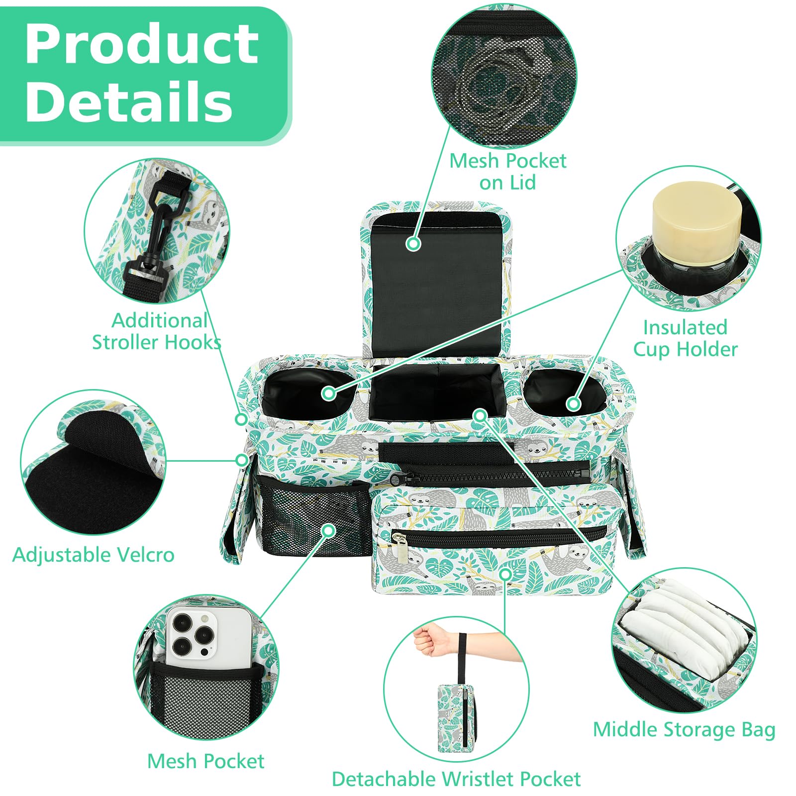 Accmor organizer with shoulder strap for easy carrying when not attached to stroller