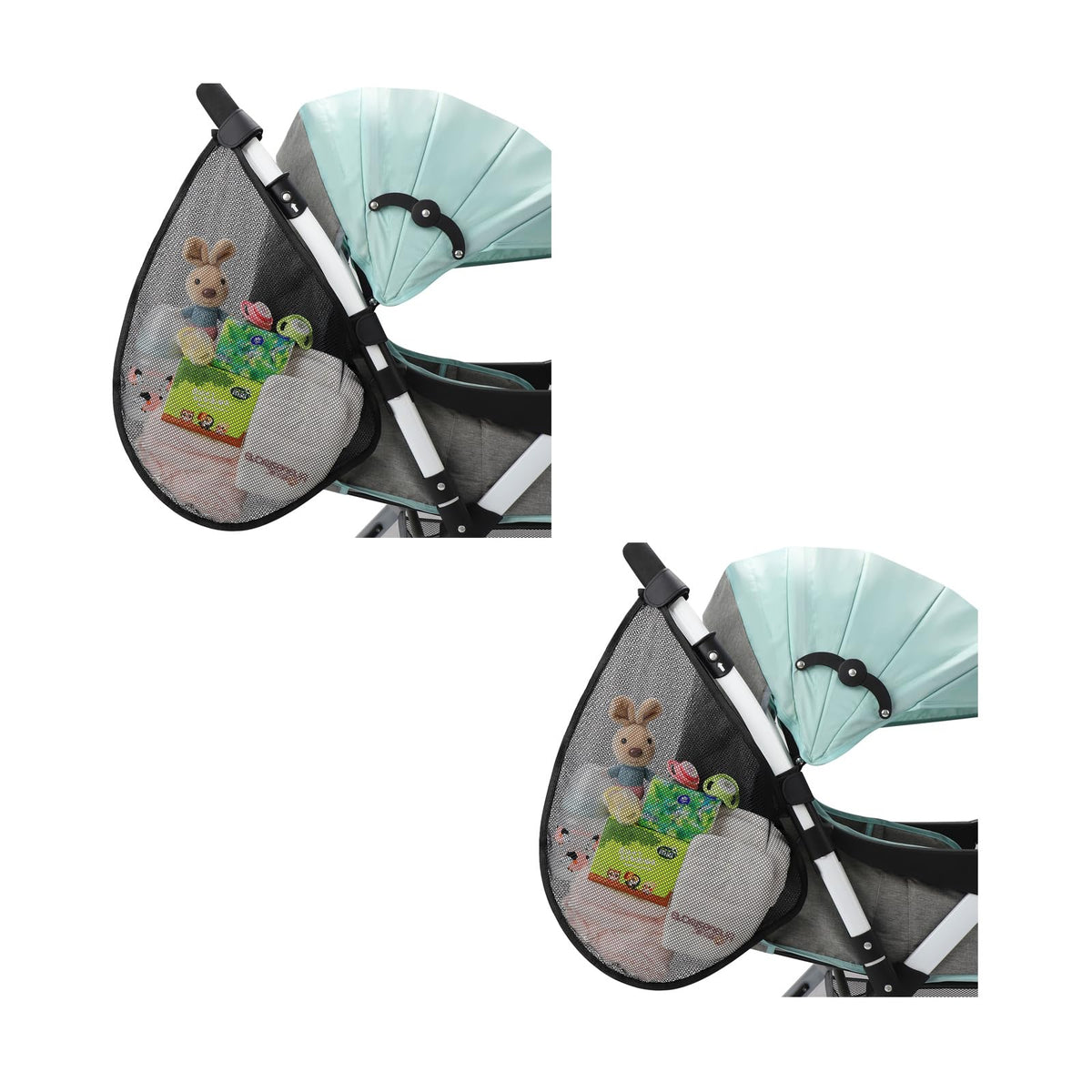 Accmor stroller organizer side-sling mesh visible for quick access to essentials.