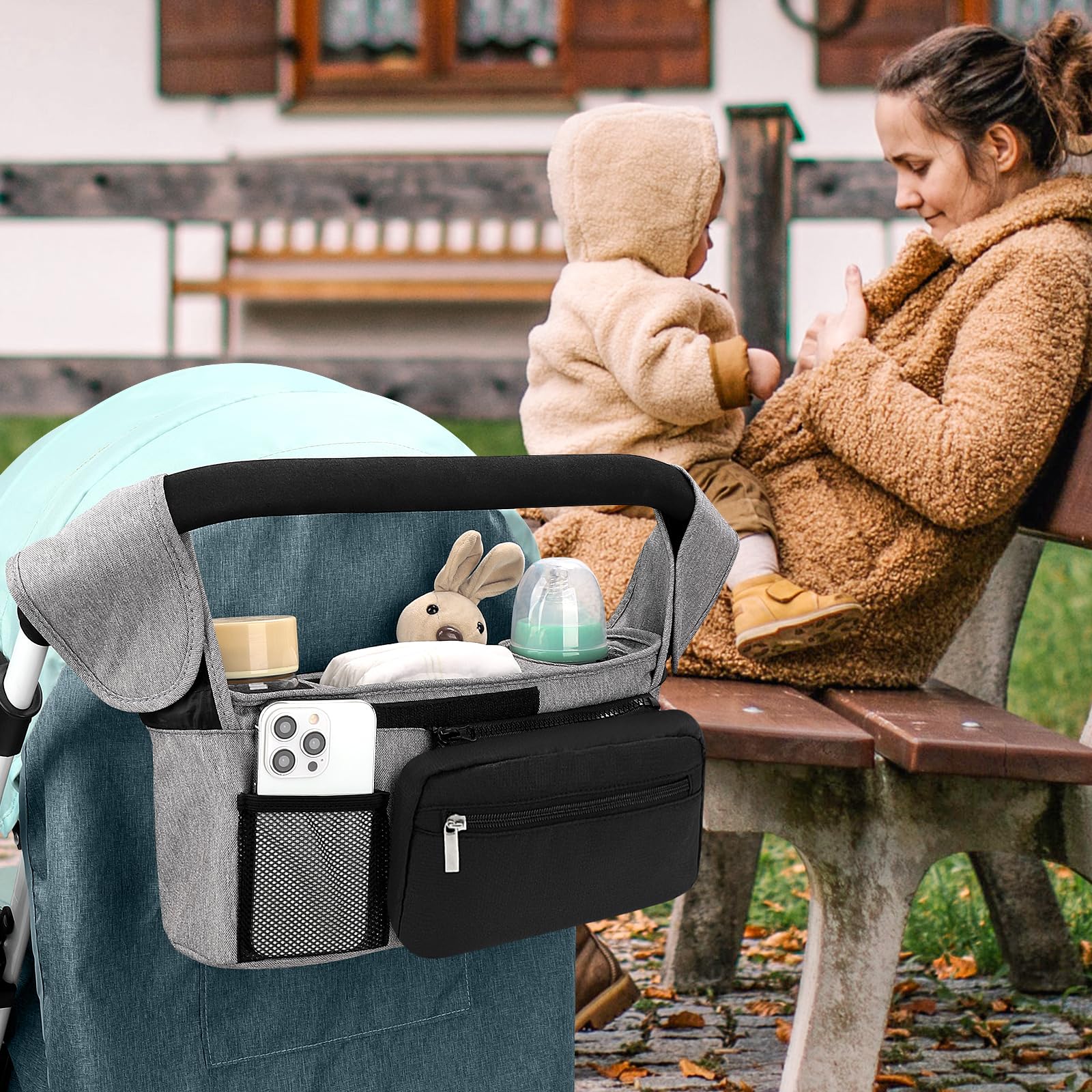 Adjustable Velcro strap helps fit many strollers with Accmor organizer.