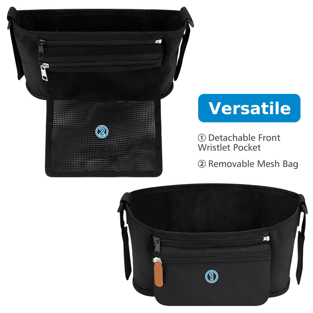 Accmor stroller organizer adjustable Velcro strap ensures a secure fit on many strollers