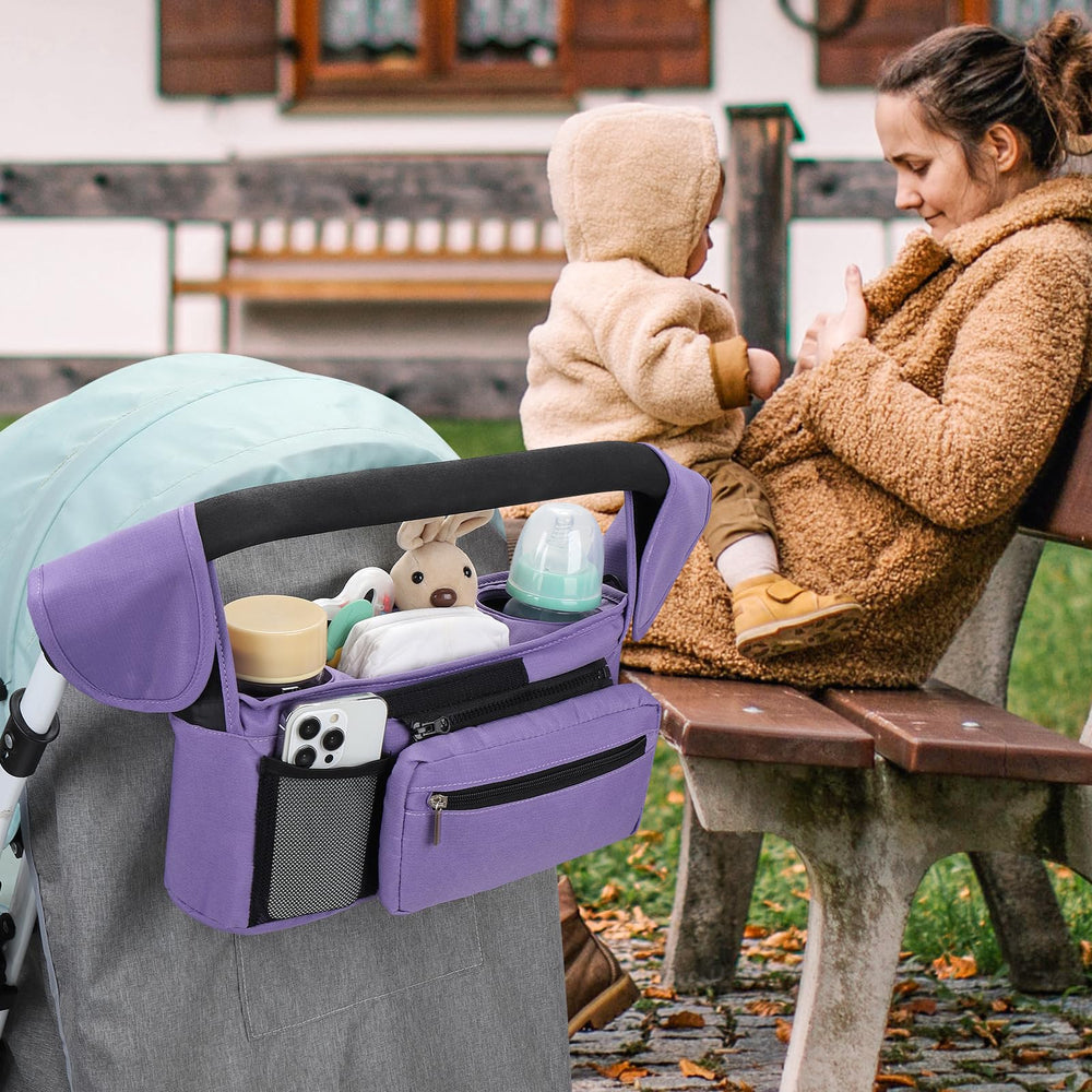 Accmor wristband pocket on stroller organizer detaches for on-the-go phone storage.