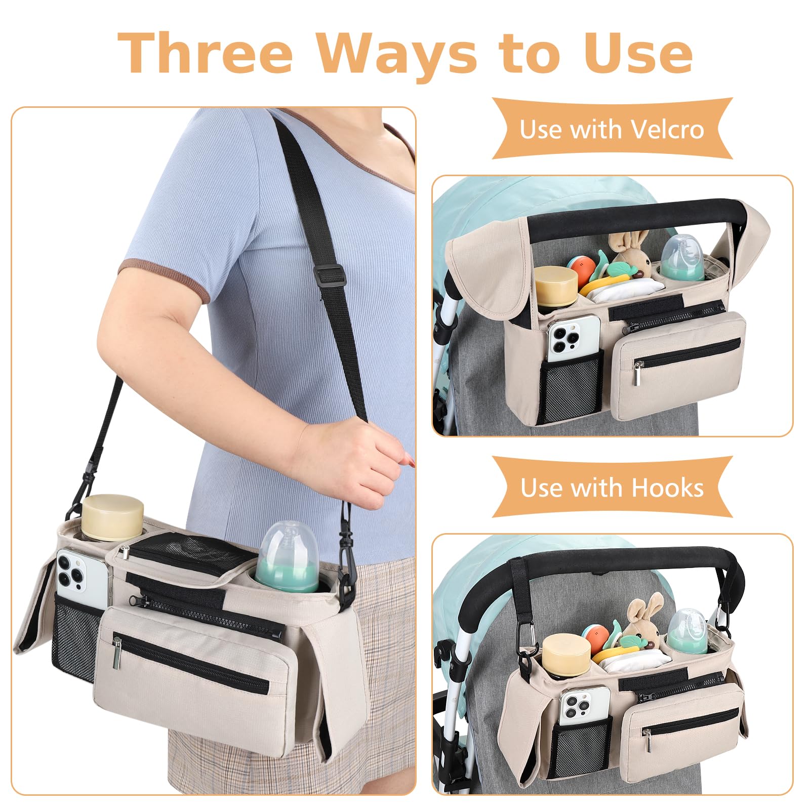 Accmor stroller organizer wristband pocket keeps keys and phone secure while walking.