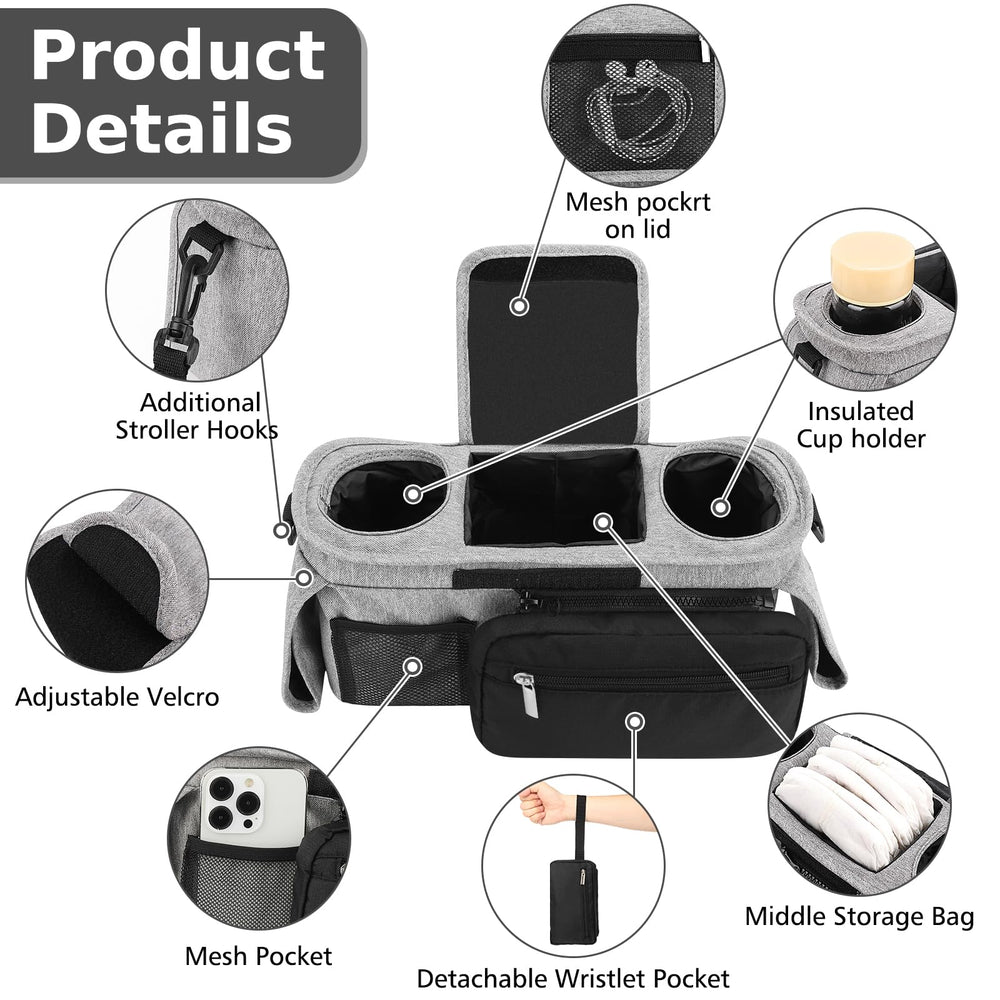 Detachable wristband pocket and mesh pocket in Accmor organizer for small items.