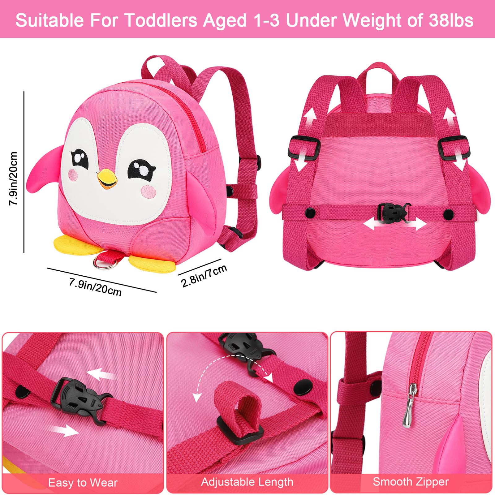 Accmor penguin backpack leash attachment adds security in crowds.