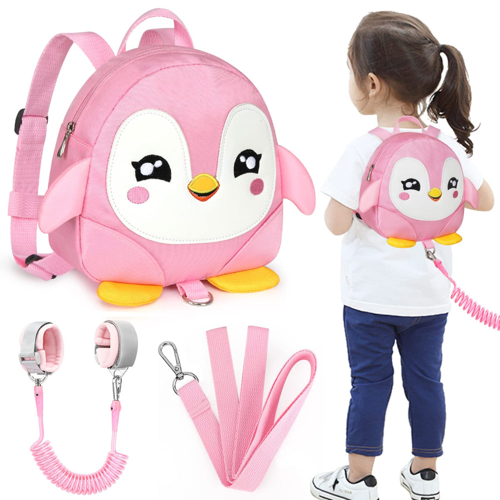 Accmor toddler harness backpack with penguin front view keeps kids close during outings