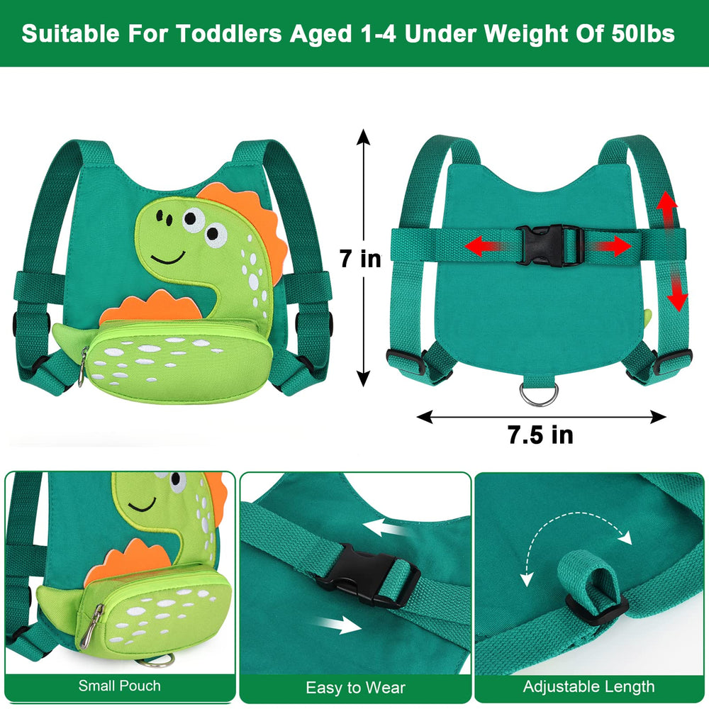 Accmor dinosaur harness back view highlights breathable mesh for comfort