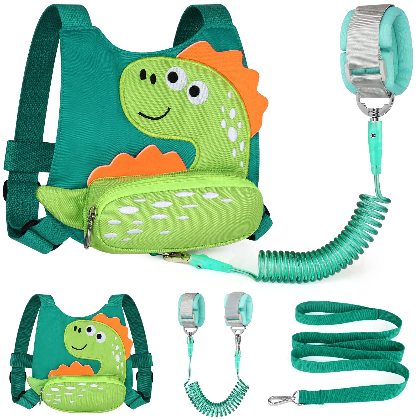 Accmor dinosaur harness front view keeps your toddler safely close on outdoor adventures