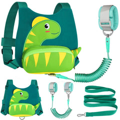 Accmor toddler harness with dinosaur pattern in turquoise keeps kids close during outings.