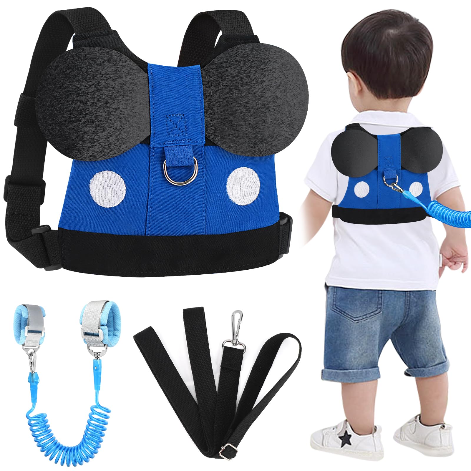 Accmor Toddler Harness Leash blue front view keeps child by your side in crowded spaces