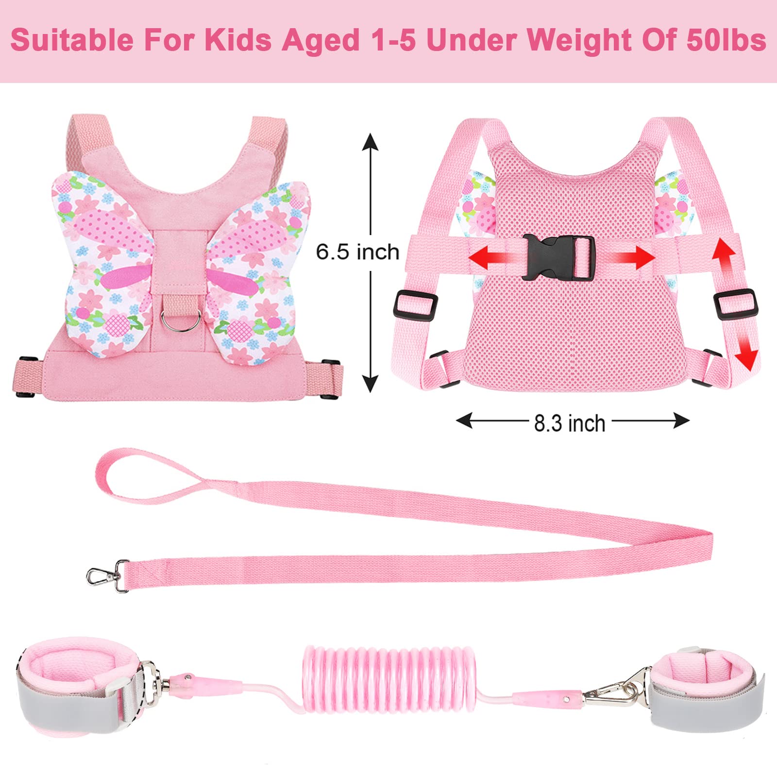 Accmor toddler harness leash purple close-up emphasizing secure, lightweight anti-lost design