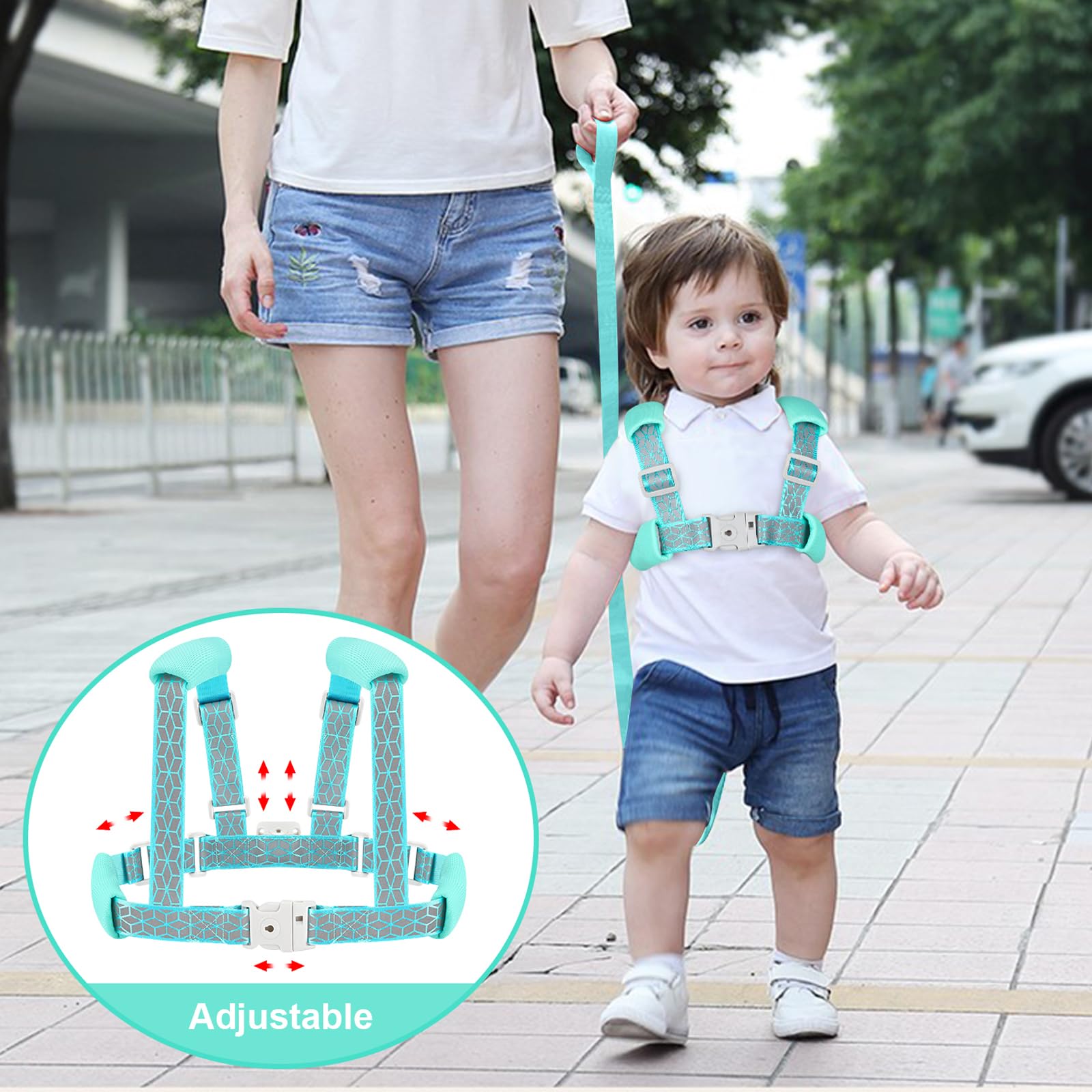Accmor toddler harness leash highlights reflective-night-visibility for safer dusk outings.