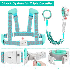 Accmor toddler harness leash demonstrates adjustable-shoulder-straps for snug, comfortable fit.