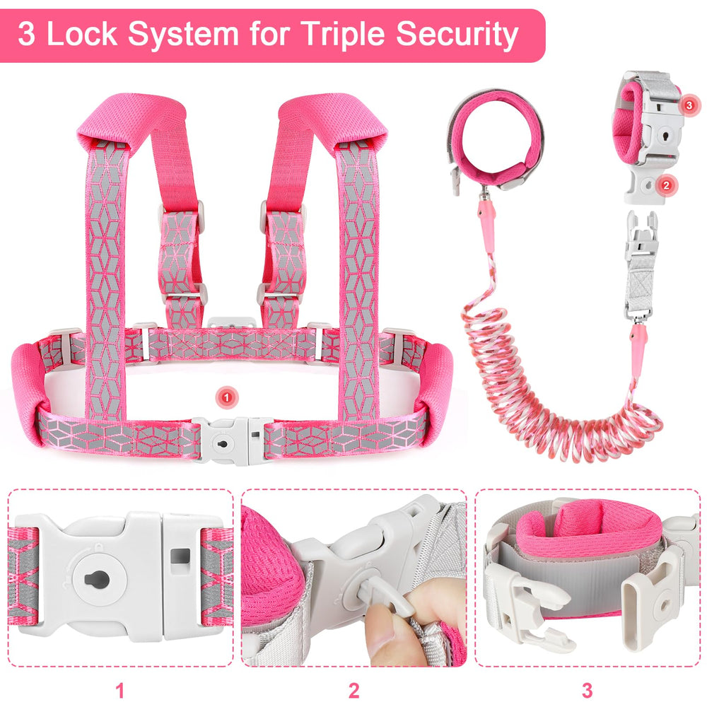 Accmor kid walking harness side view highlights adjustable shoulder straps for comfort.