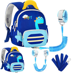 Accmor toddler leash backpack front view with dinosaur print for safer park outings