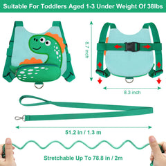 Accmor Toddlers Leash dinosaur-wear demonstrates secure walking with close supervision