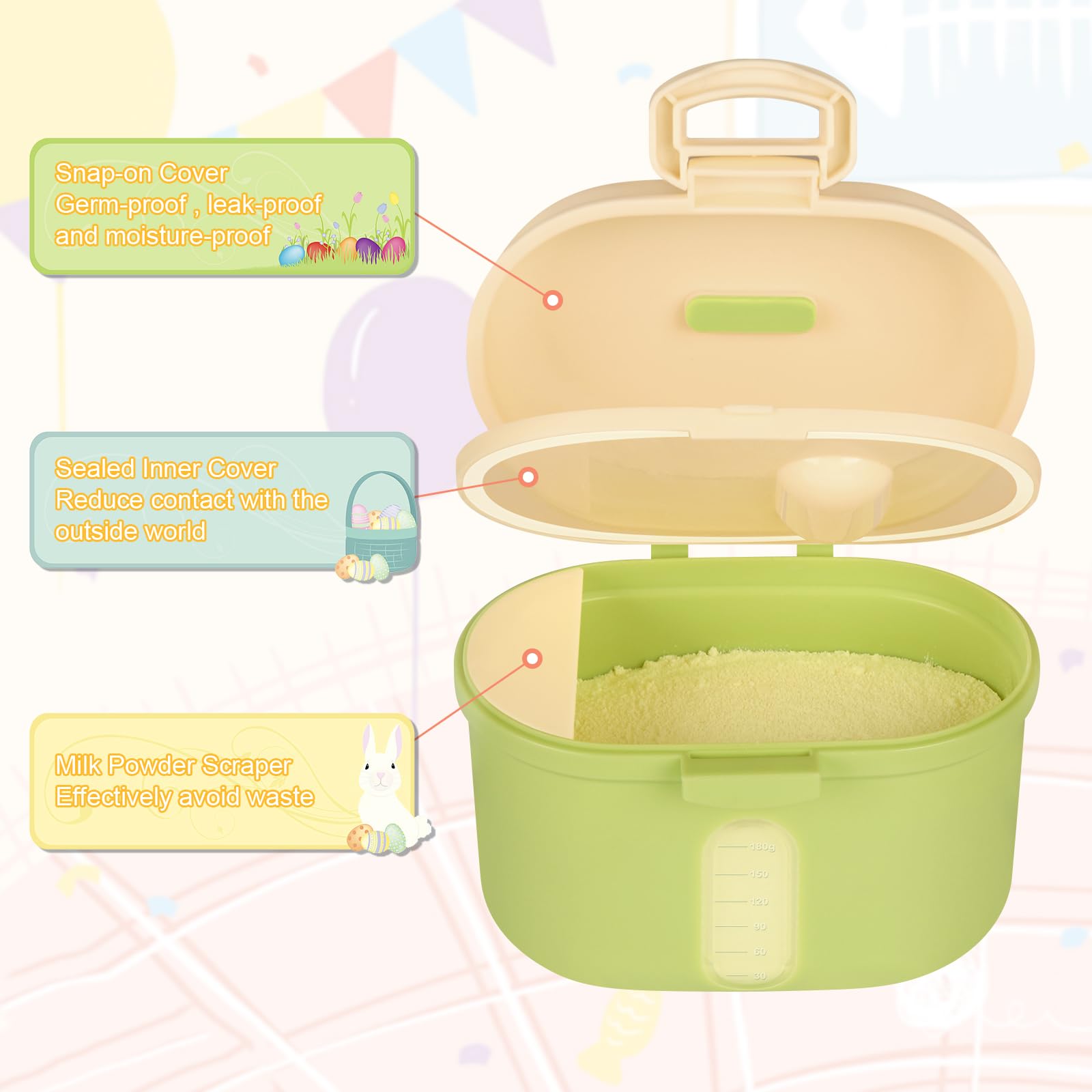 Accmor travel-friendly storage for baby snacks and powder during outings