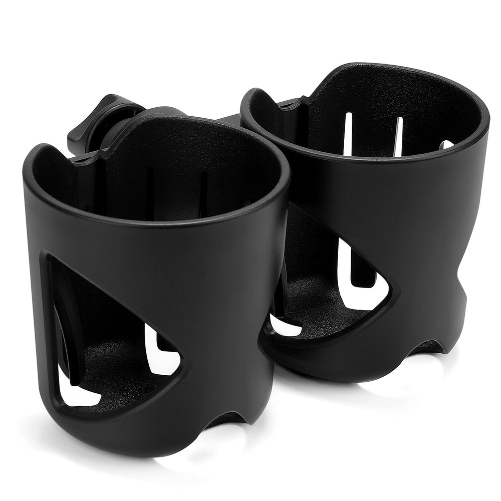Accmor universal cup holder mounted on a stroller clip showing stable bottle grip on rough paths.