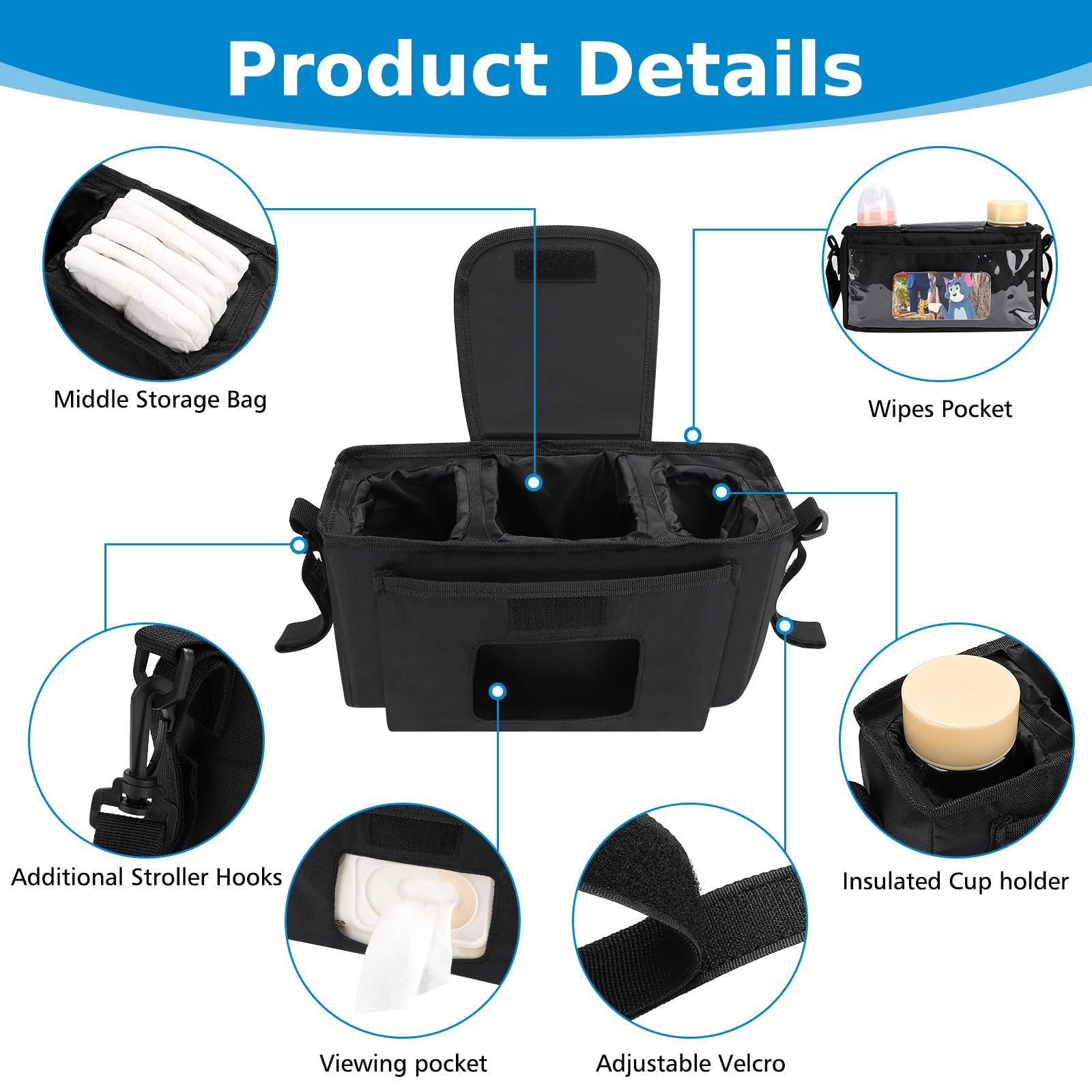 Accmor universal-strap-velcro-attachment fits many strollers with easy installation.