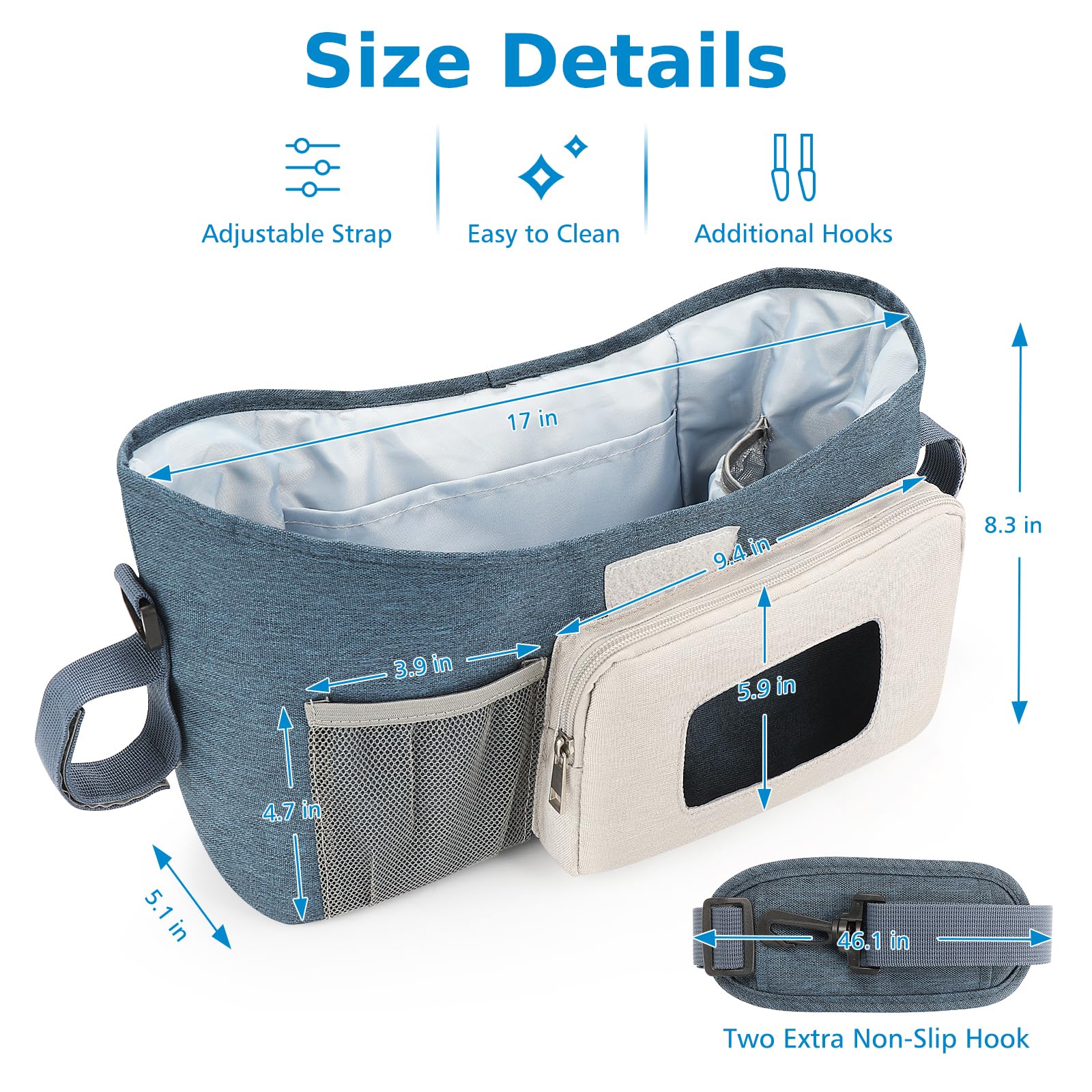Accmor universal stroller organizer blue packaging showcases gift-ready accessory