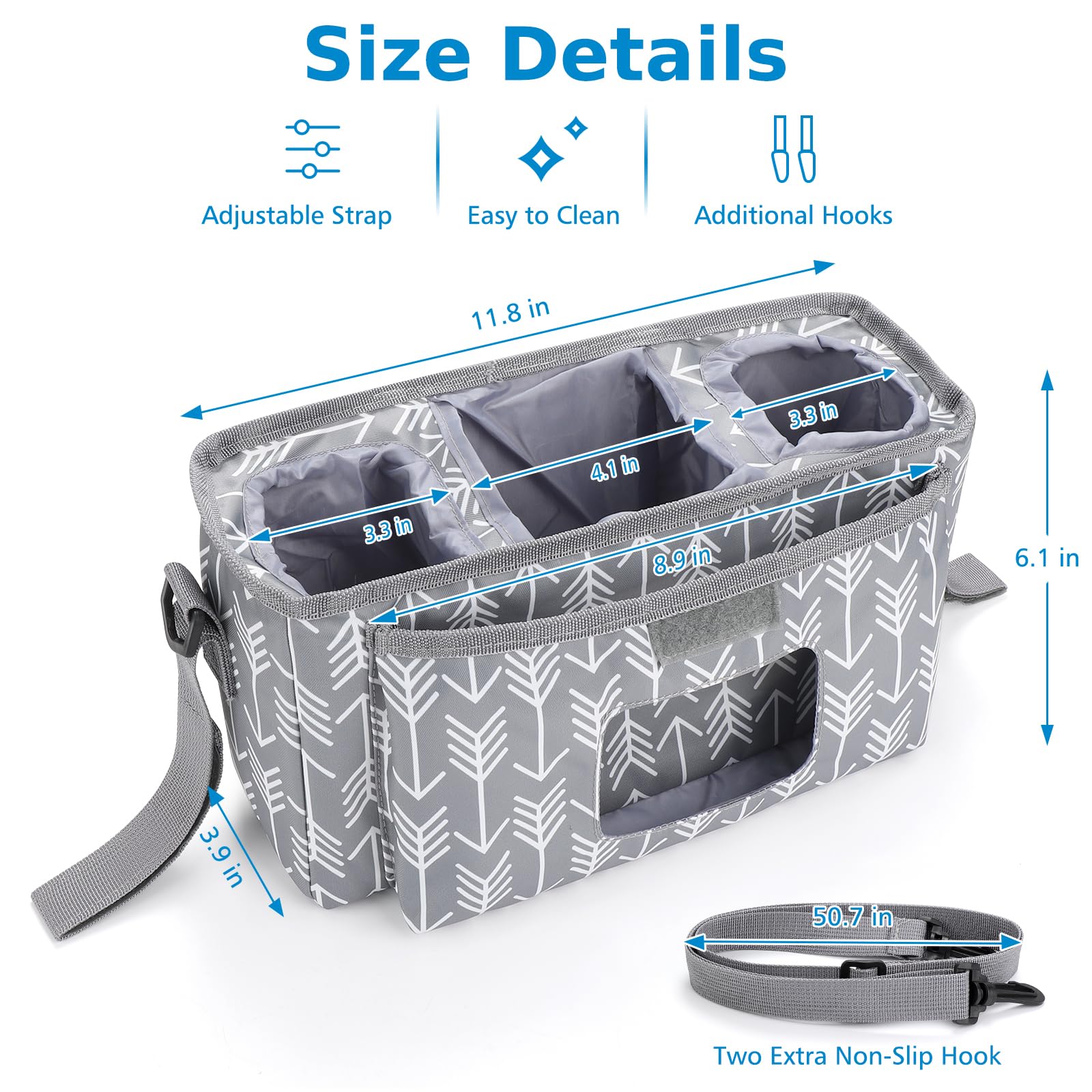 Accmor organizer can hang on a stroller or be carried as a bag
