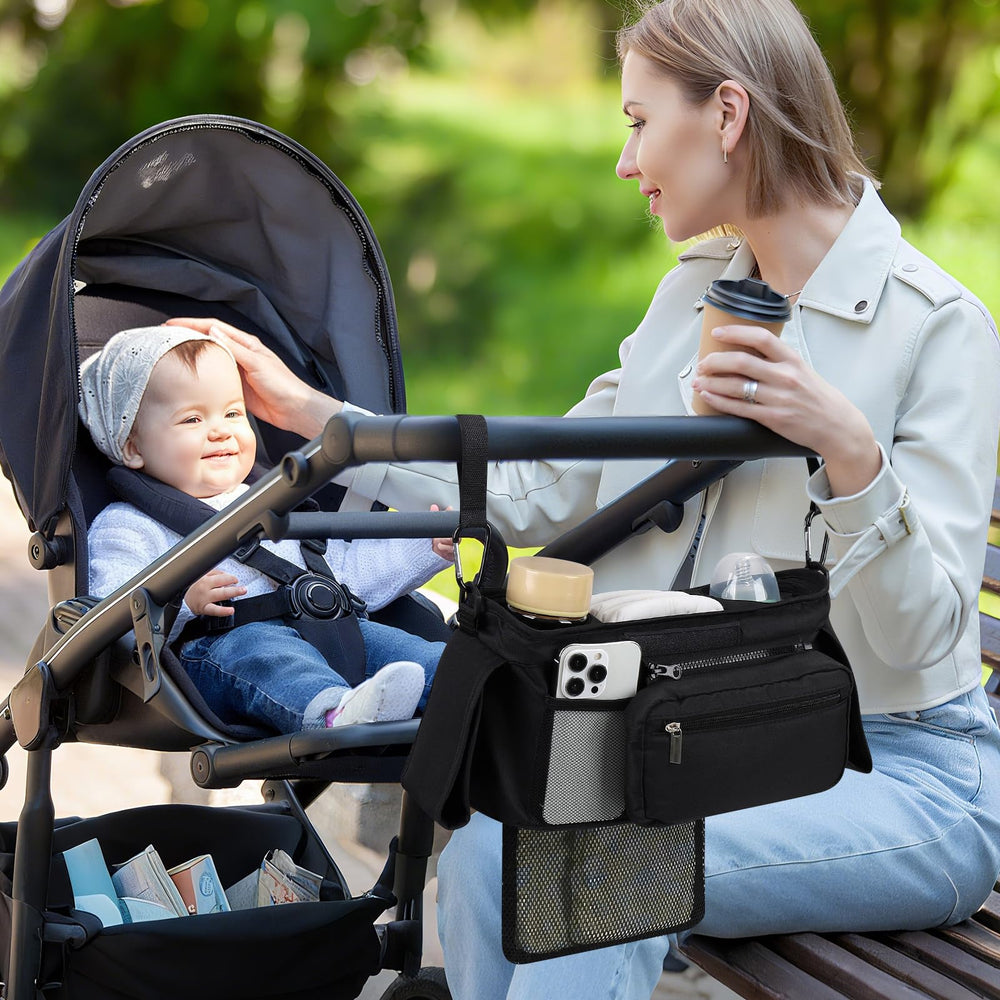 Accmor universal stroller organizer widely compatible with Uppababy Britax Baby Jogger and more.