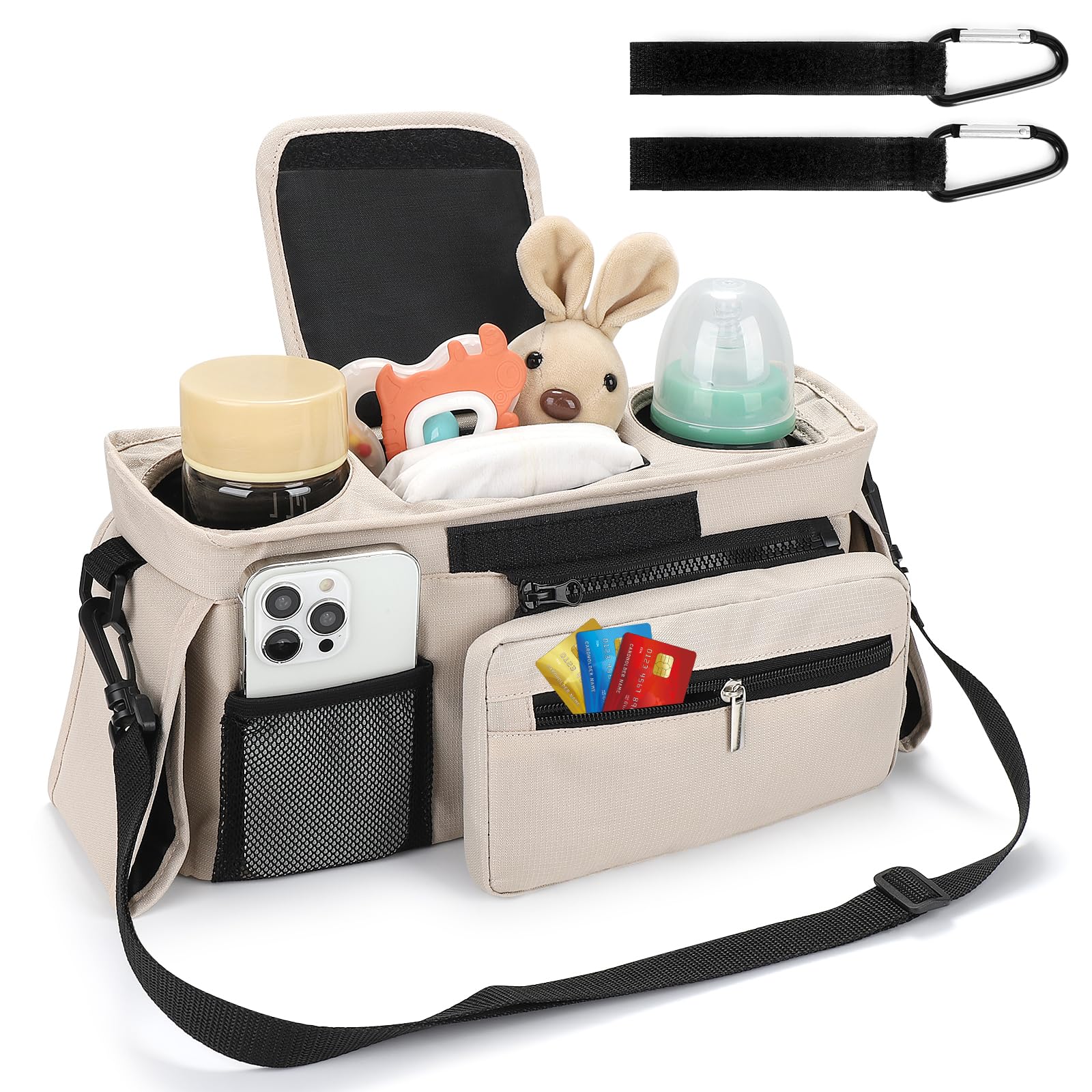 Accmor universal stroller organizer detachable phone bag provides quick access to essentials.