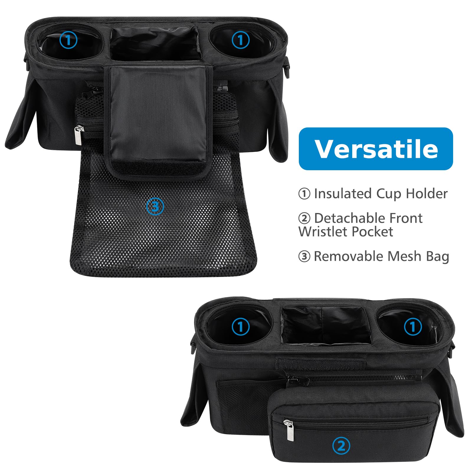 Accmor universal stroller organizer detachable wristband pocket adds compact storage for valuables on the go.