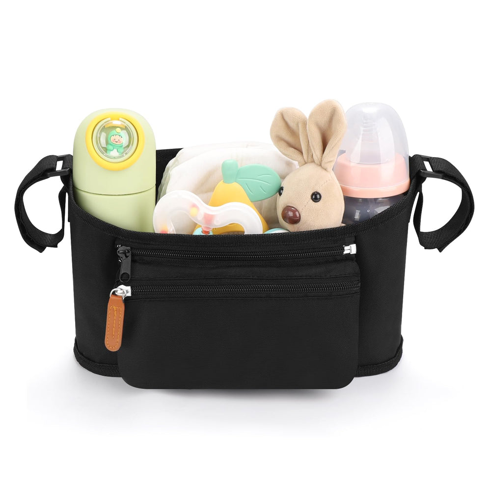 Accmor universal stroller organizer with dual cup holders keeps bottles and cups within reach.