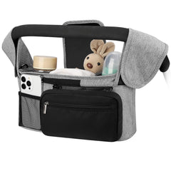 Accmor stroller organizer with dual insulated cup holders for convenient drinks.